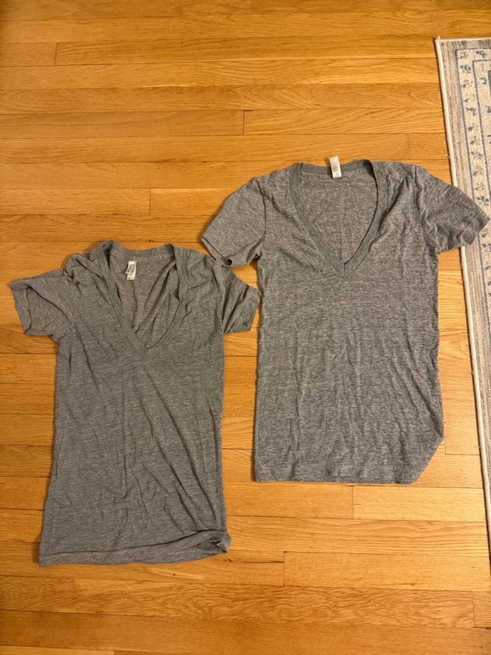 Two American Apparel Heather Gray Crewneck Tee XXS